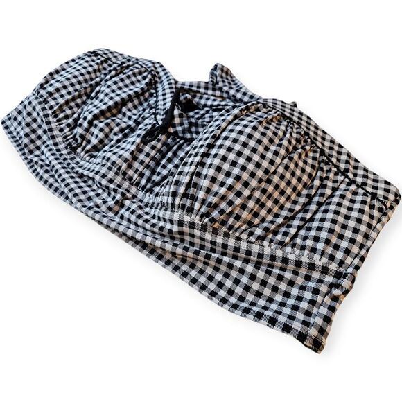 Torrid White Black Gingham Plaid Bikini Top 5x - Picture 5 of 5
